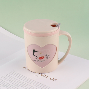 Top selling plastic water cup drinking cup with lid&spoon