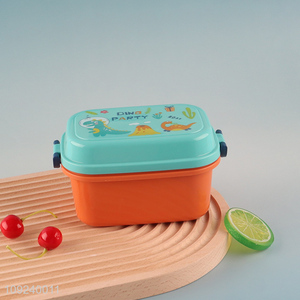 Low price dinosaur printed plastic rectangle lunch box for school kids