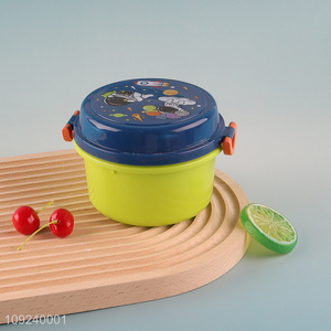 Good selling cartoon astronauts series plastic round lunch box wholesale