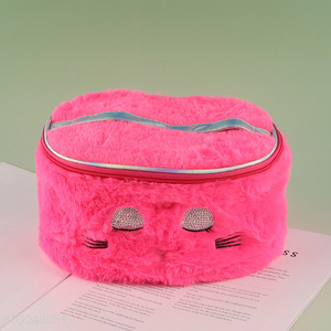 Hot selling portable travel plush makeup bag cosmetic bag wholesale