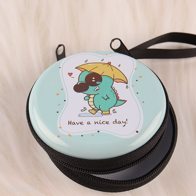Good selling portable round tin plate cartoon coin purse