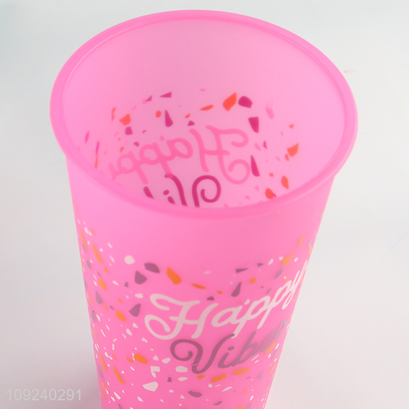 Yiwu market plastic water cup drinking cup with straw
