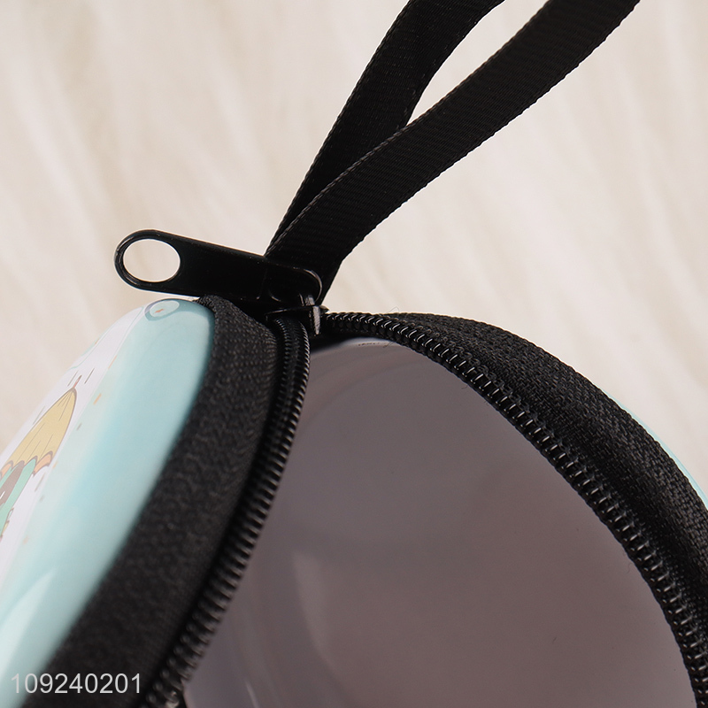 Good selling portable round tin plate cartoon coin purse