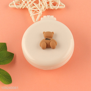 Hot selling portable round 2in1 hair comb hair brush with pocket mirror