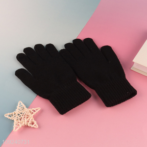 Low price black winter outdoor warm acrylic gloves for sale