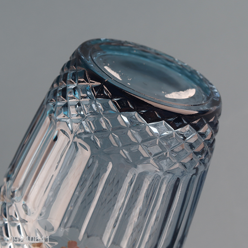 Yiwu market unbreakable glass embossed water cup drinking cup