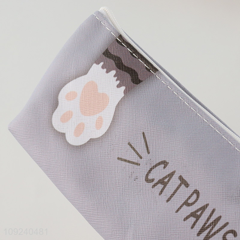 Top selling cartoon cat paw school students stationery pencil bag