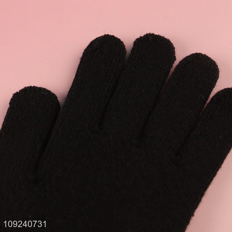 Low price black winter outdoor warm acrylic gloves for sale