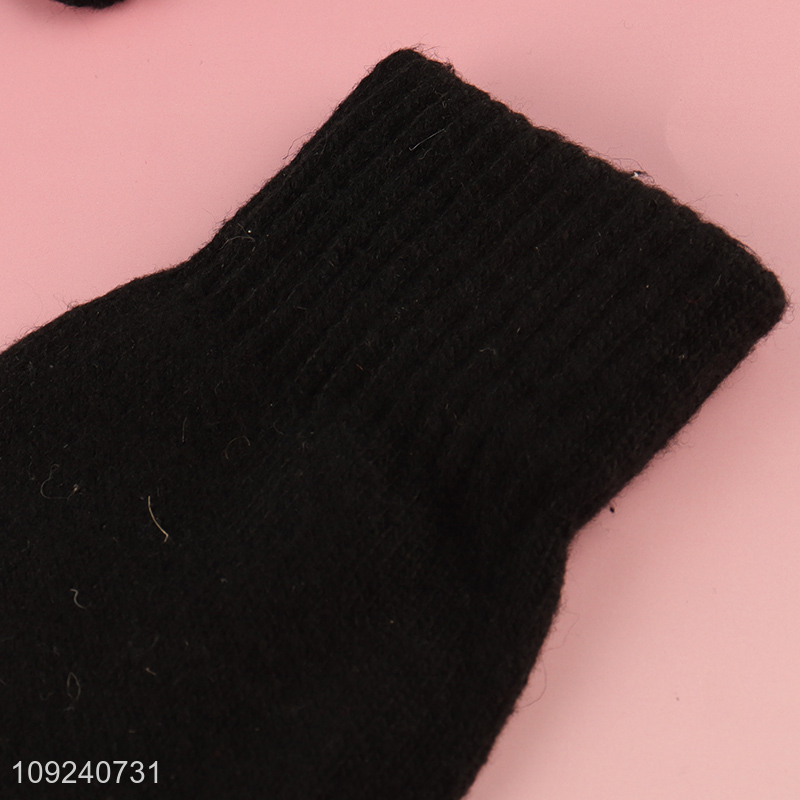 Low price black winter outdoor warm acrylic gloves for sale