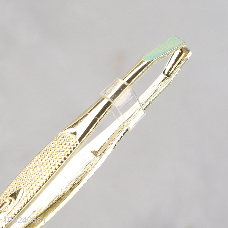 Wholesale Makeup Beauty Care Tool Cosmetic Hollow Design Gold Eyebrow Tweezers