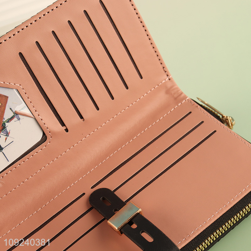 Hot items large capacity black fashion ladies long style wallet