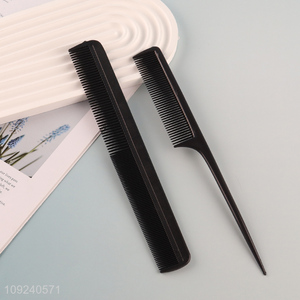 Low price 2pcs black plastic hair salon tool hair comb set