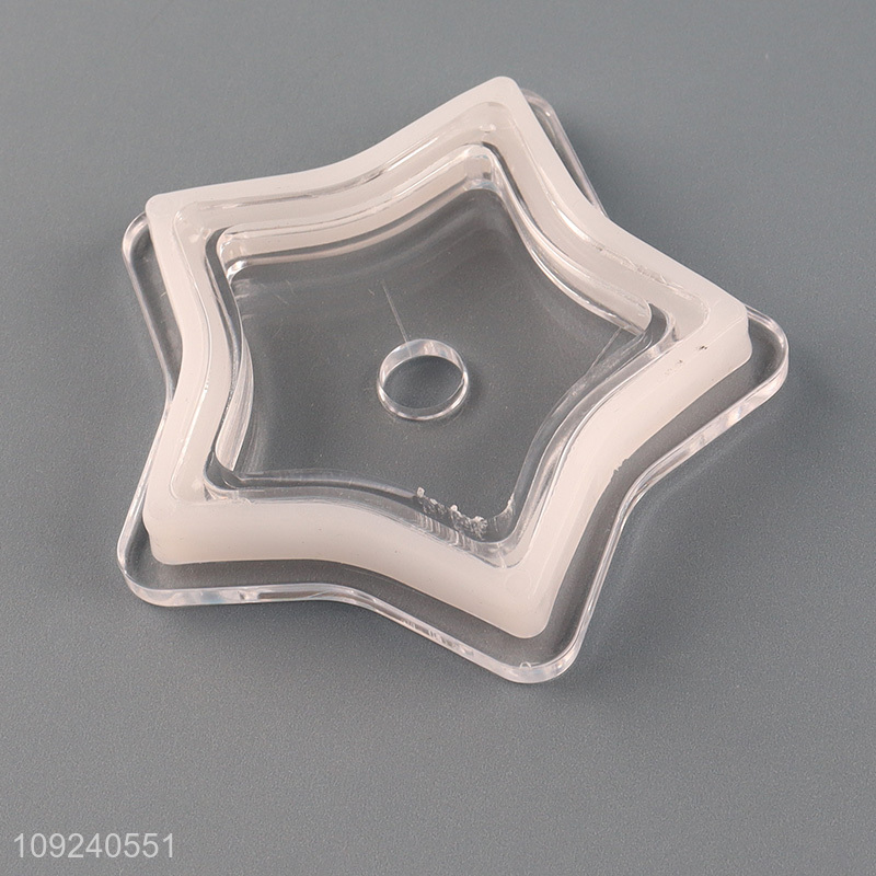 Popular products star shape glass cup water cup with lid&straw