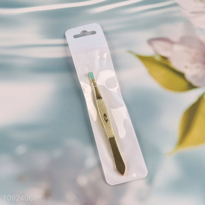 Wholesale Makeup Beauty Care Tool Cosmetic Hollow Design Gold Eyebrow Tweezers