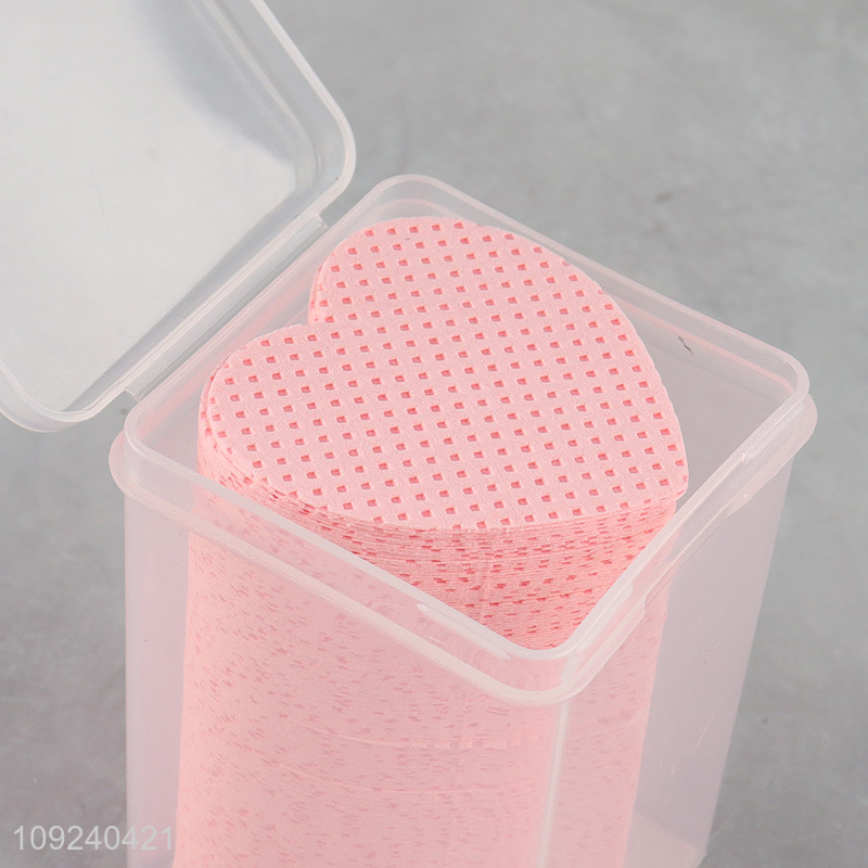 China factory 200pcs heart shape disposable mini nail polish wipes
