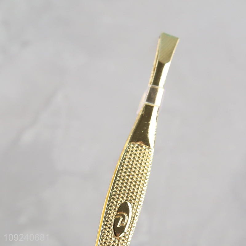 Wholesale Makeup Beauty Care Tool Cosmetic Hollow Design Gold Eyebrow Tweezers