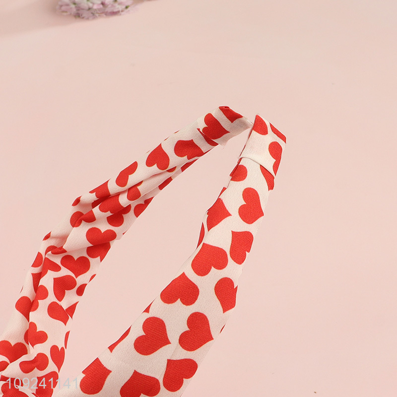 Wholesale Heart Printed Headband and Hair Scrunchie Set for Women Girls