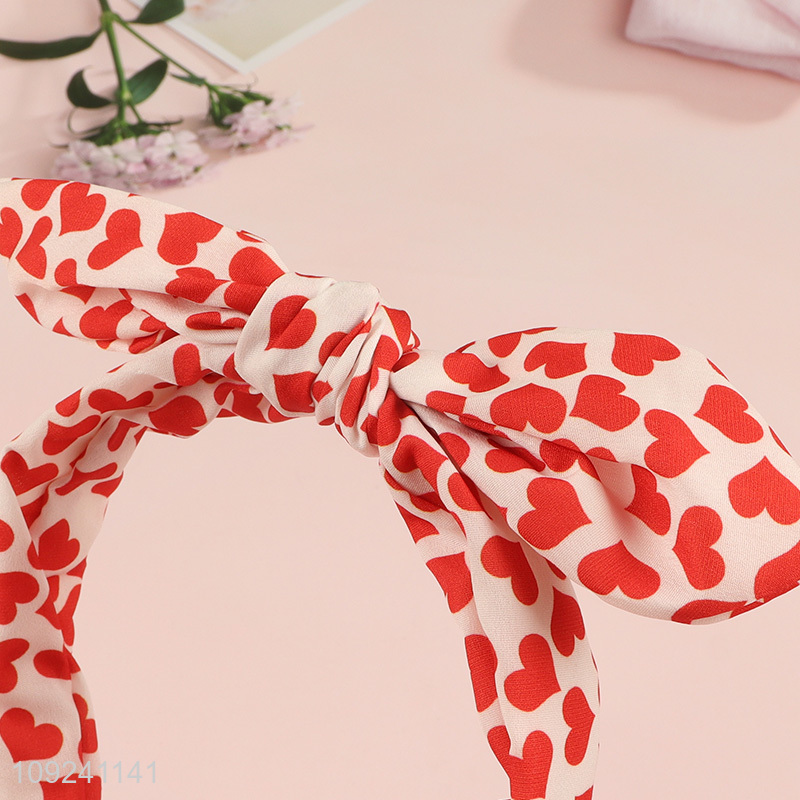 Wholesale Heart Printed Headband and Hair Scrunchie Set for Women Girls