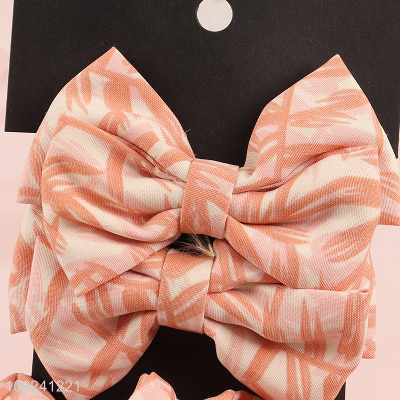 High Quality 4PCS/Set Bow Hair Clips and Hair Scrunchies Set for Women