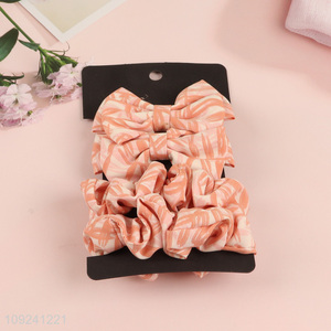 High Quality 4PCS/Set Bow Hair Clips and Hair Scrunchies Set for Women