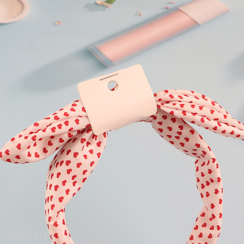 Hot Selling Heart Printed Headband and Hair Scrunchie Set Hair Accessories