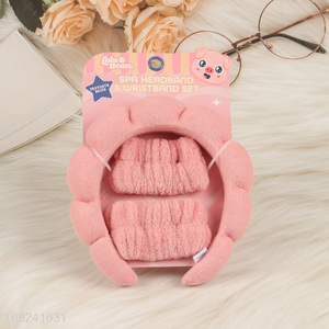 Online Wholesale 3PCS Puffy Spa Headband and Wristband Set for Women