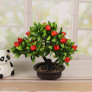 Wholesale Artificial Potted Plant Fake Pomegranate Tree for Home Decor