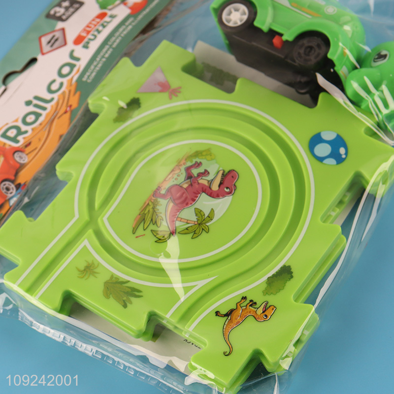 Online Wholesale Electric Dinosaur Puzzle Rail Car Toy for Kids 3+