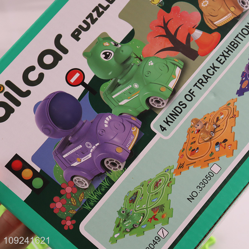 New Product Puzzle Track Electric Dinosaur Car Toy Plastic Railcar Set