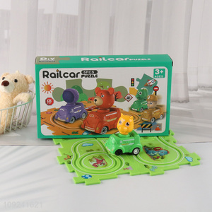 New Product Puzzle Track Electric Dinosaur Car Toy Plastic Railcar Set