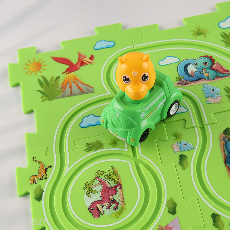 New Product Puzzle Track Electric Dinosaur Car Toy Plastic Railcar Set