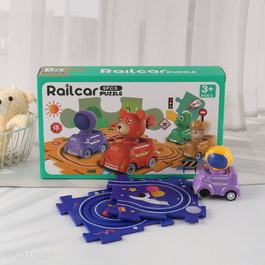 Good Quality Puzzle Track Electric Space Car Toy Cartoon Railcar Set