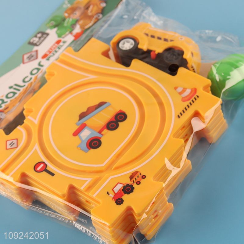 New Product Electric Cartoon Puzzle Rail Car Toy Set for Kids Age 3+