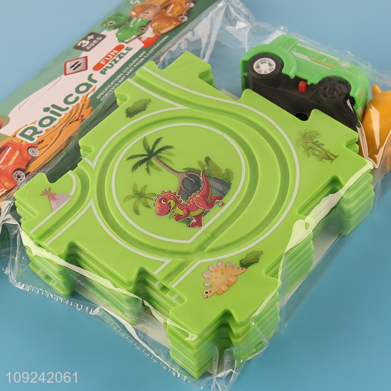 Factory Price Electric Dinosaur Puzzle Rail Car Toy for Boys Girls