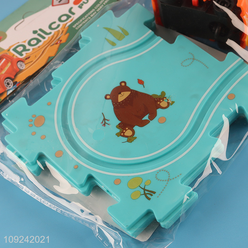 New Arrival Electric Cartoon Puzzle Track Car Toy for Kids Age 3+