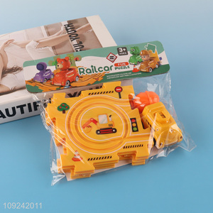 Good Quality Electric Cartoon Puzzle Rail Car Toy for Kids Boys Girls