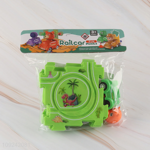 Wholesale Electric Dinosaur Puzzle Rail Car Toy for Kids Boys Girls