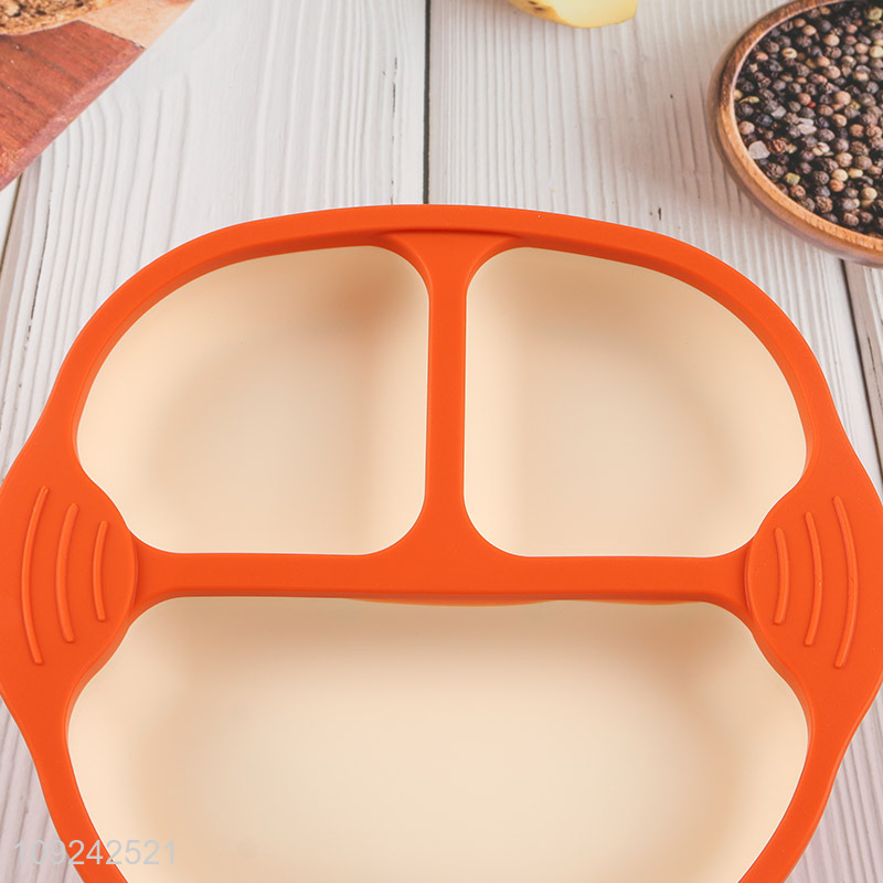 Online wholesale 3compartment silicone suction cup tableware plate for kids
