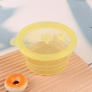 China product round folding silicone food container storage box with lid