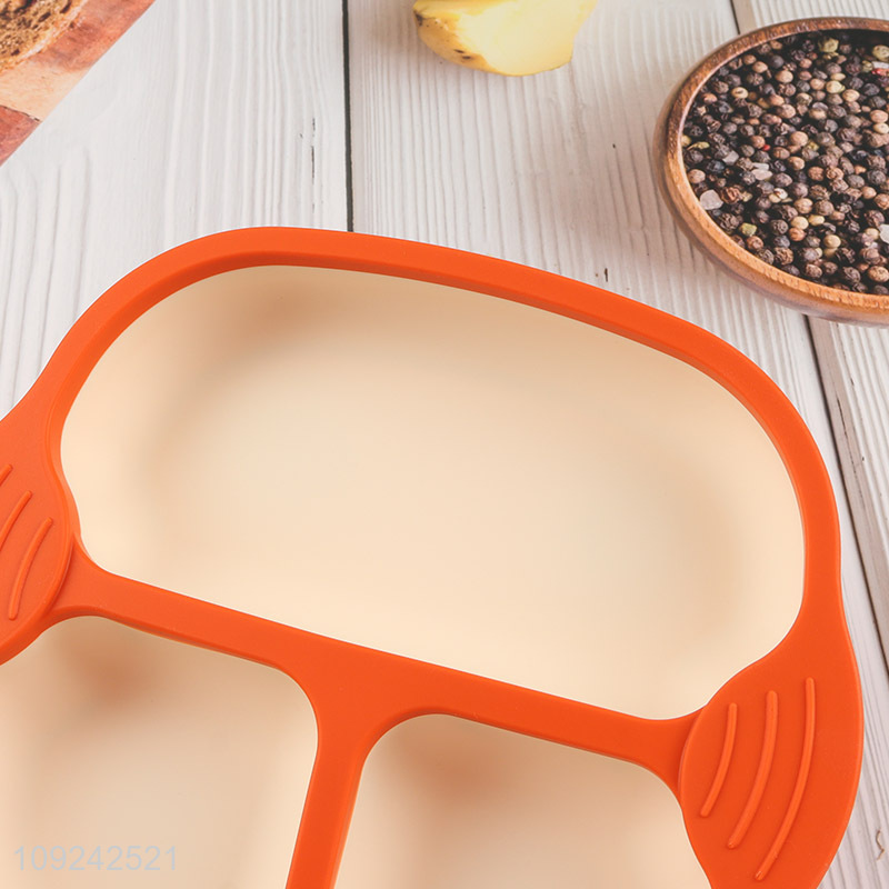 Online wholesale 3compartment silicone suction cup tableware plate for kids