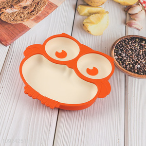 Top products silicone owl shape children tableware plate with suction cup