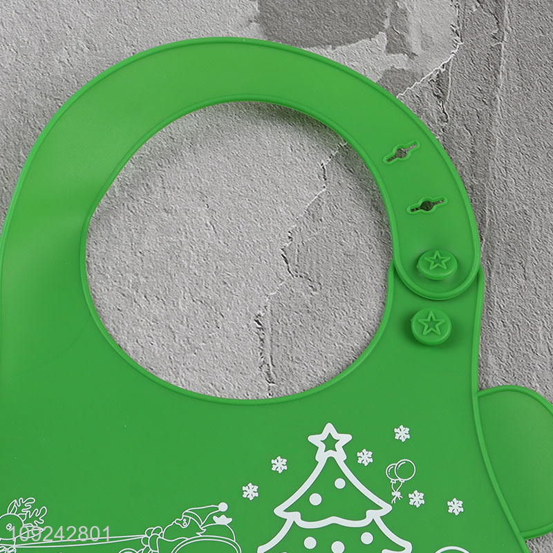 Popular products christmas series silicone waterproof oilproof baby bibs