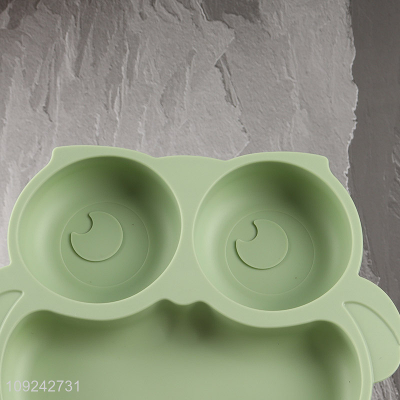 Hot items owl shape kids silicone suction cup tableware plate
