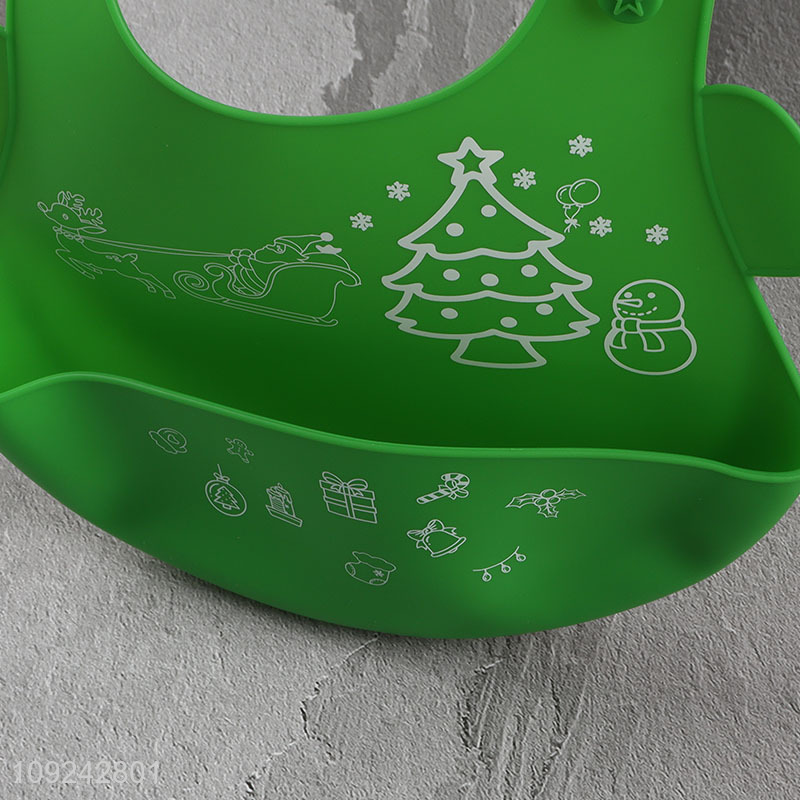 Popular products christmas series silicone waterproof oilproof baby bibs