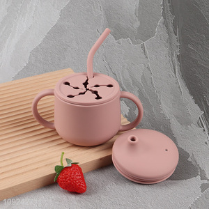 China wholesale non-toxic silicone baby sippy cup straw cup