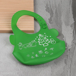 Popular products christmas series silicone waterproof oilproof baby bibs