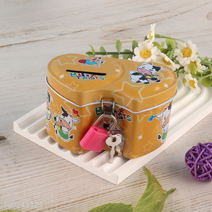 China Imports Tin Money Box Tin Coin Bank Tin Piggy Bank with Lock
