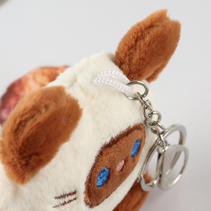 Factory Price Cute Plush Compact Mirror Keychain Makeup Mirror Keychain