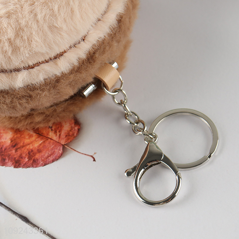 Good Quality Cute Plush Cosmetic Mirror Keychain Compact Mirror Keychain