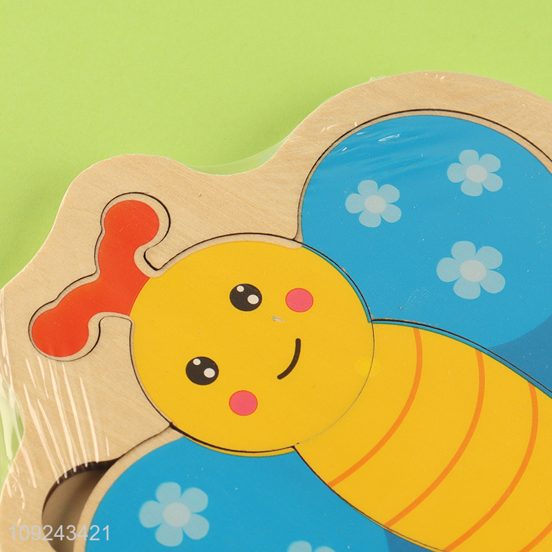 High Quality Cartoon Butterfly Wooden Jigsaw Puzzle Early Education Toy